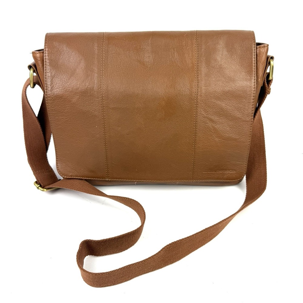 Rocha John Rocha Waxy Despatch Messenger Bag Brown Leather Crossbody Unisex